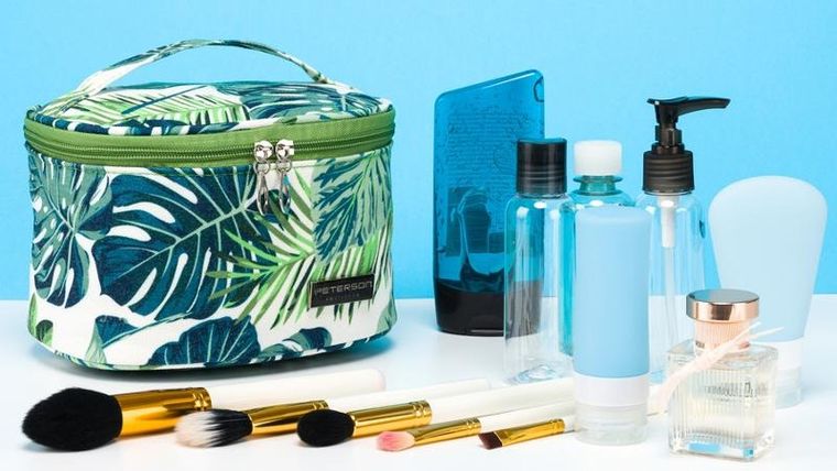 Peterson, kosmetyczka kuferek, liście monstery