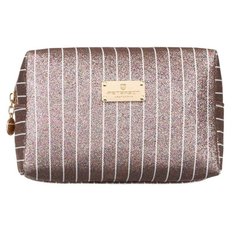 Peterson, kosmetyczka prostokątna, brokatowa, różowe złoto