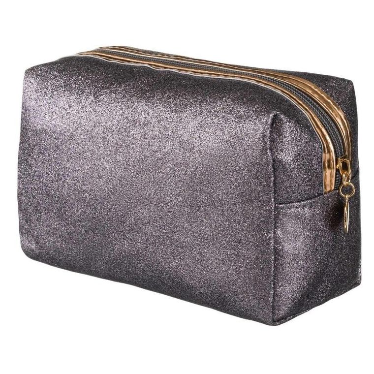 Peterson, kosmetyczka prostokątna, brokatowa, szara