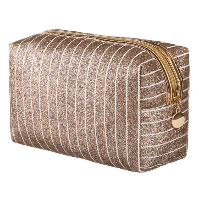 Peterson, kosmetyczka prostokątna, brokatowa, złota