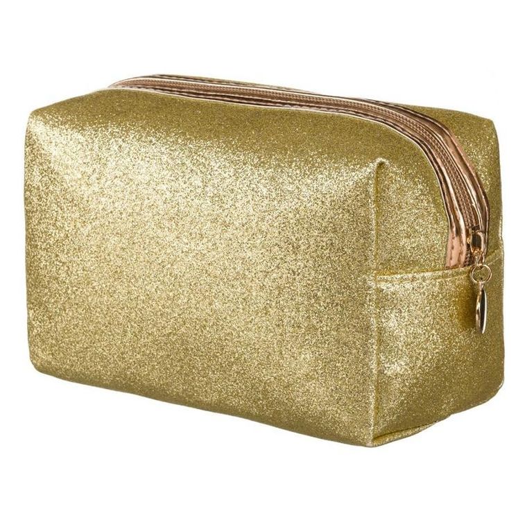 Peterson, kosmetyczka prostokątna, brokatowa, złota