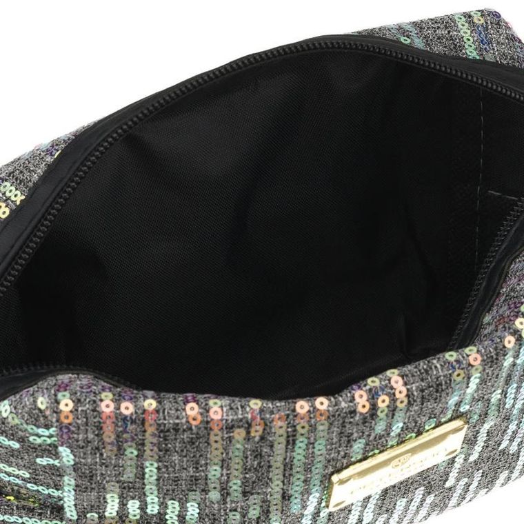 Peterson, kosmetyczka prostokątna, cekinowa, szara