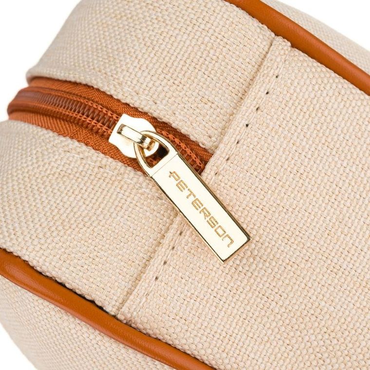 Peterson, kosmetyczka, z przezroczystym panelem, beżowo-brązowa