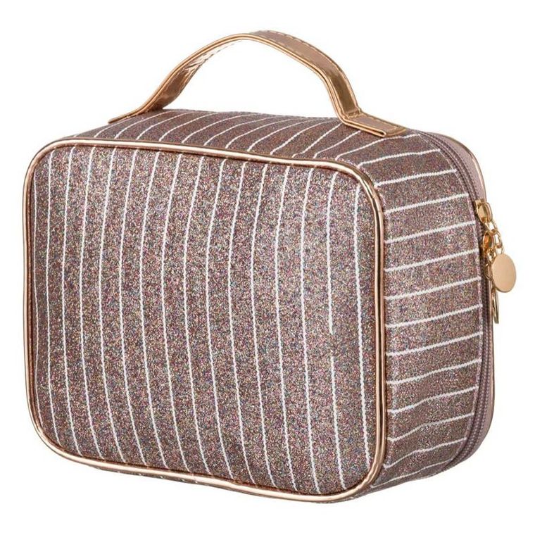 Peterson, kosmetyczka z uchwytem, brokatowa, różowe złoto