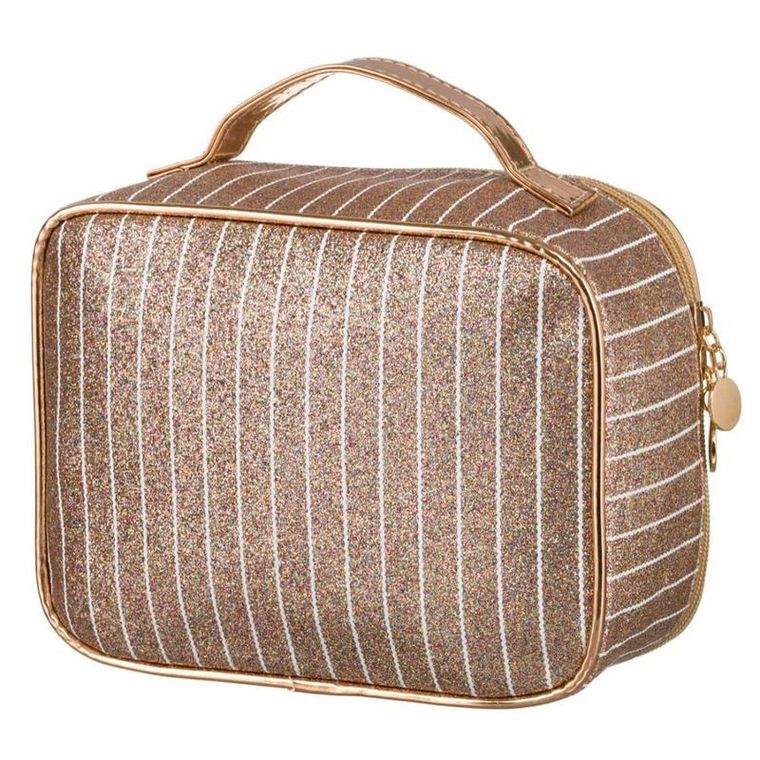 Peterson, kosmetyczka z uchwytem, brokatowa, złota