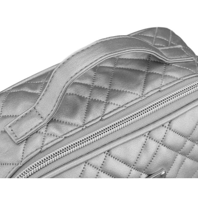 Peterson, kosmetyczka z uchwytem, tkanina syntetyczna, srebrna