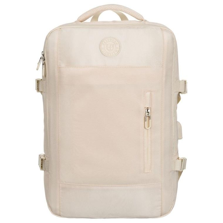 Peterson, plecak podróżny z siatkowaną przegrodą i paskami kompresyjnymi, ecru