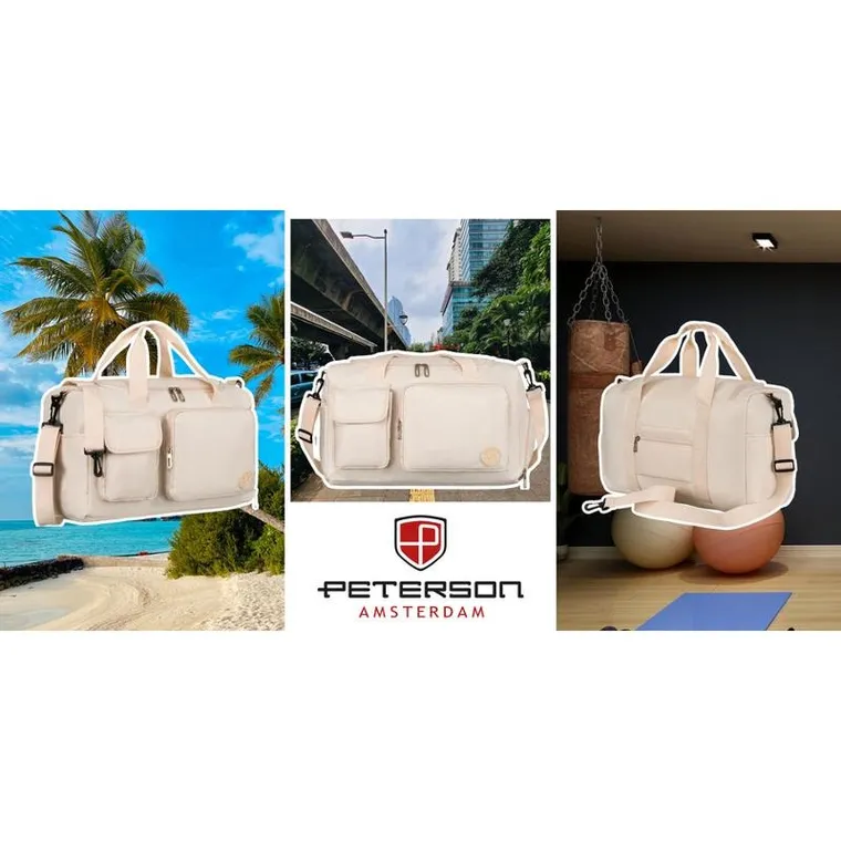Peterson, sportowa torba podróżna, beżowa
