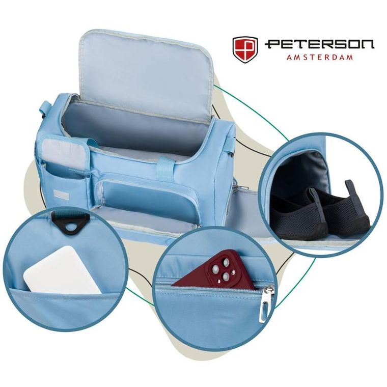 Peterson, sportowa torba podróżna z uchwytem na walizkę, błękitna