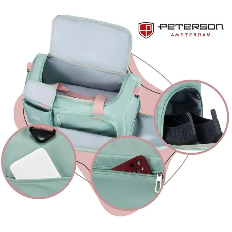 Peterson, torba podróżna, zielono-różowa