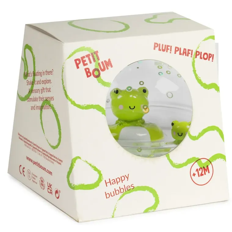 Petit Boum, Happy Bubbles, kula sensoryczna, żaba, 10 cm