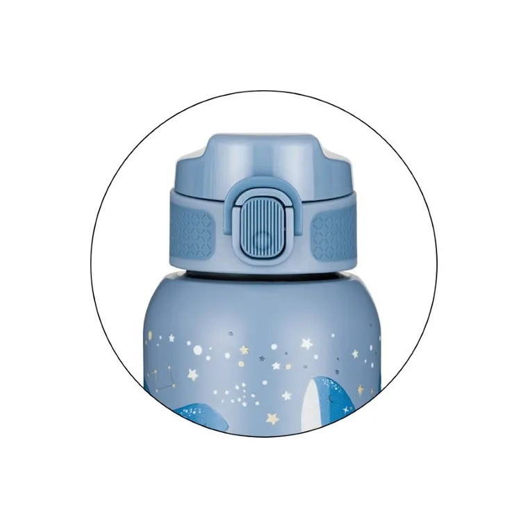 Petite&Mars, butelka termiczna ze stali nierdzewnej ze słomką, whale song , 350 ml