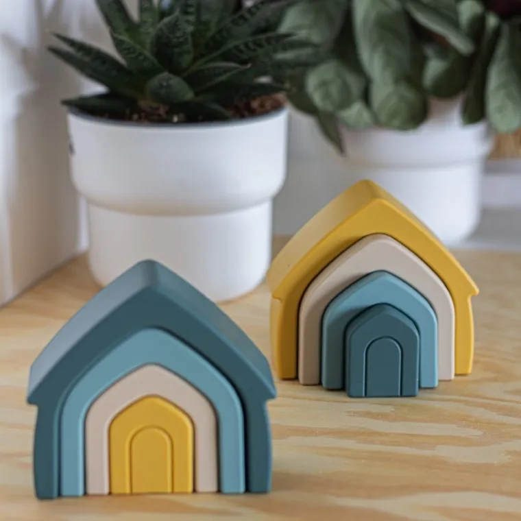 Petite&Mars, House, silikonowa zabawka, układanka, Intense Ochre, 12m+