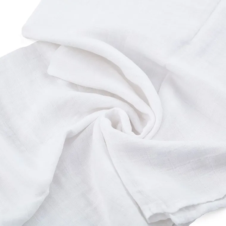 Petite&Mars, Moussy, pieluszka z muślinu bambusowego, Total White, 68-68 cm, 3 szt.