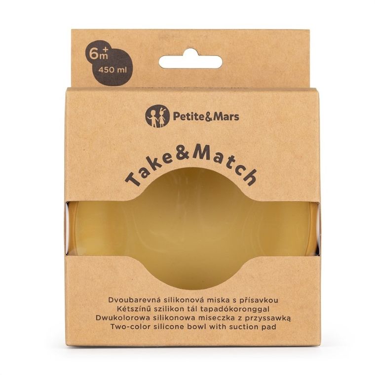Petite&Mars, Take&Match, dwukolorowa miska, Intense Ochre, 6m+