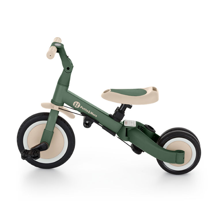 Petite&Mars, Turbo, rowerek trójkołowy 5w1, Misty Green
