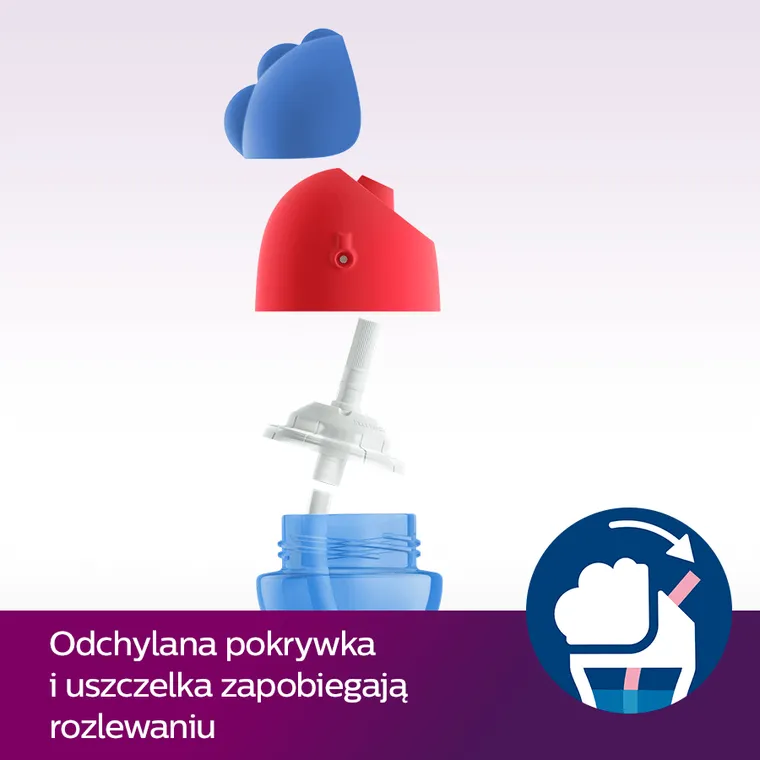 Philips Avent, kubek z giętką słomką, niebieski, 9m+, 200 ml
