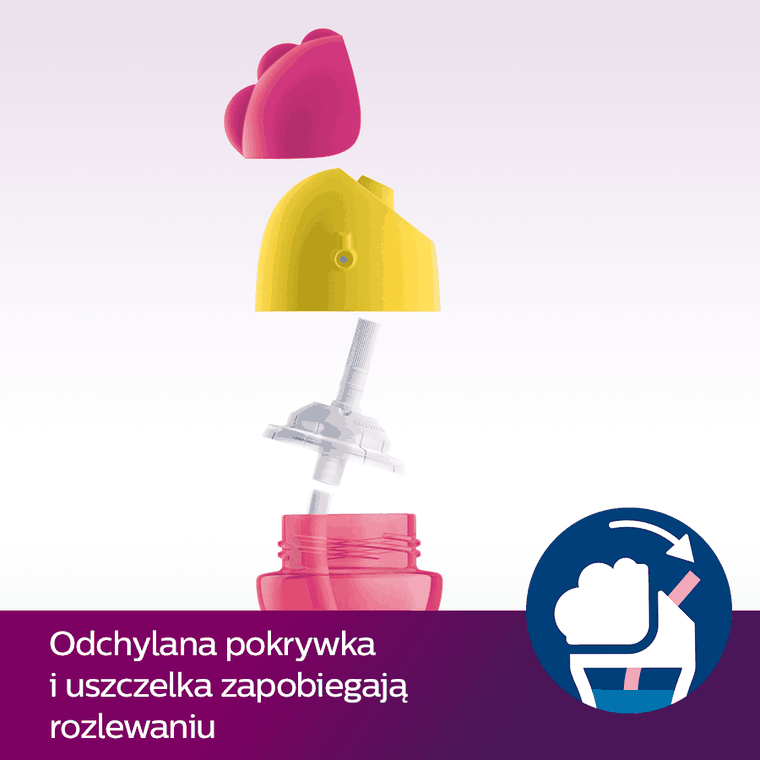 Philips Avent, kubek z giętką słomką, różowy, 12m+, 300 ml