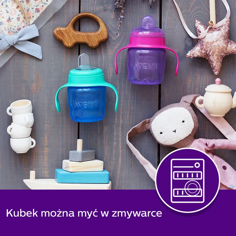 Philips Avent, kubek z ustnikiem, niebieski, 6m+, 200 ml