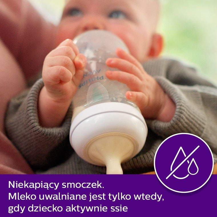 Philips Avent, Responsywne Butelki Natural, Air Free, Słoń, butelka z wentylem, 1m+, 260 ml