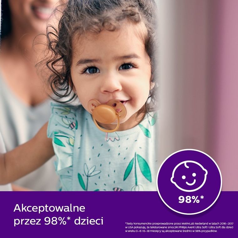 Philips Avent, Ultra Soft, smoczek uspokajający, 6-18m, 2 szt.