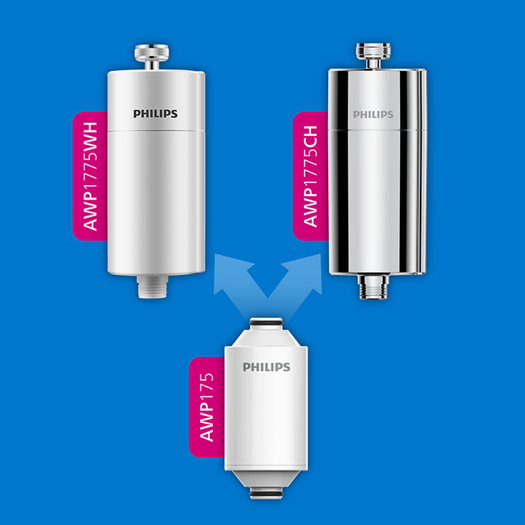 Philips, filtr prysznicowy, chromowany