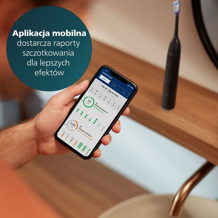 Philips, Sonicare 7100, szczoteczka soniczna z etui, czarna, HX7421/01