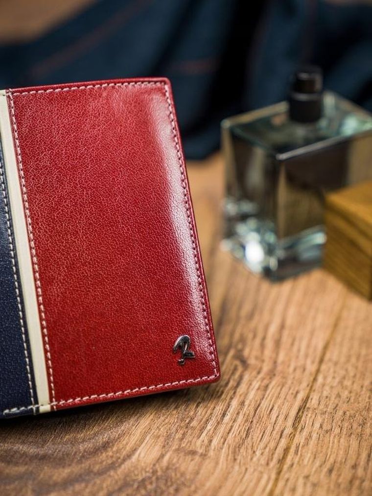 Pionowy portfel męski, dwukolorowy, skóra naturalna HQ, Rovicky