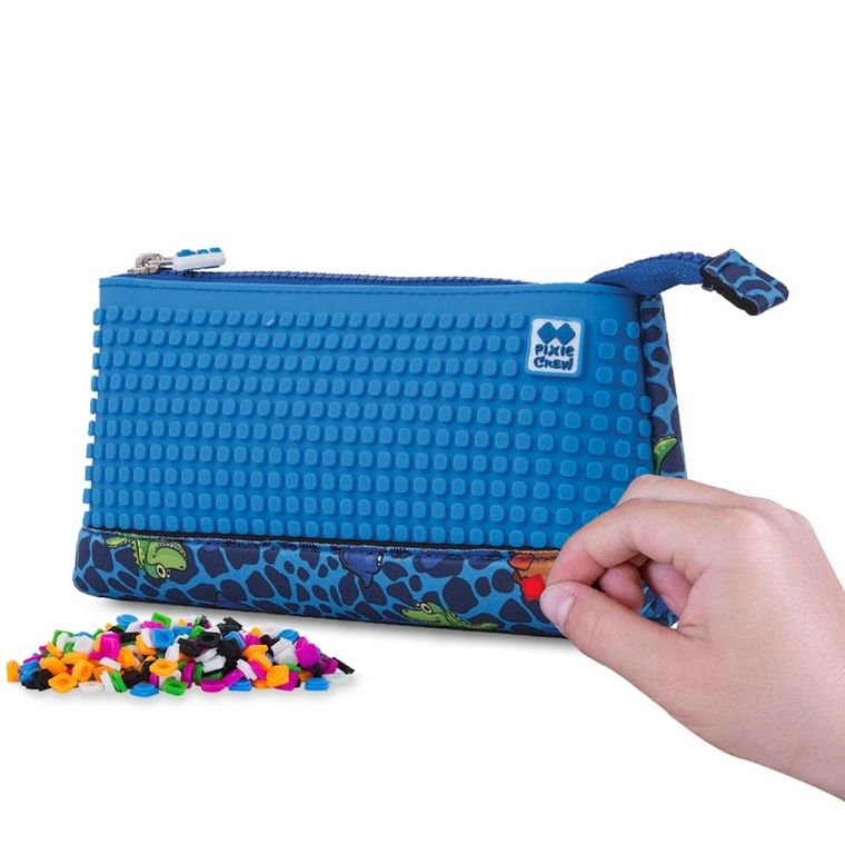 Pixie Crew, Dinozaury, neoprenowy piórnik saszetka, niebieski panel