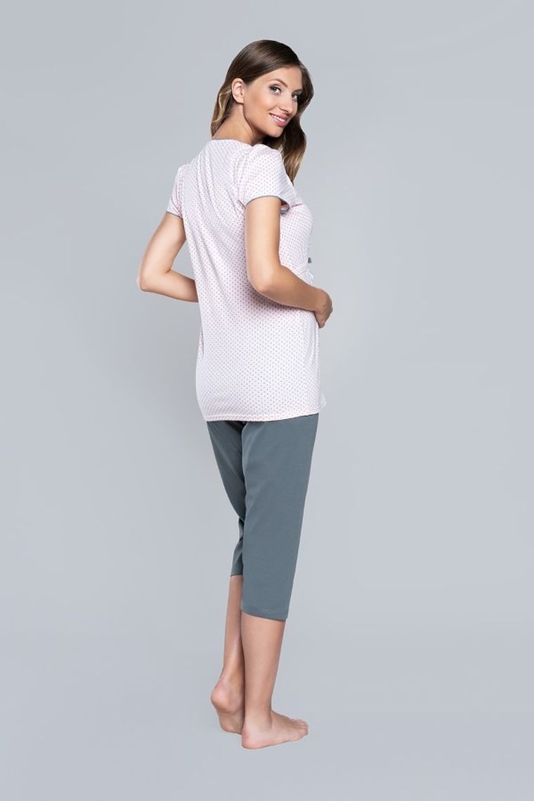 Piżama damska, ciążowa, różowo-szara, Felicita, Italian Fashion