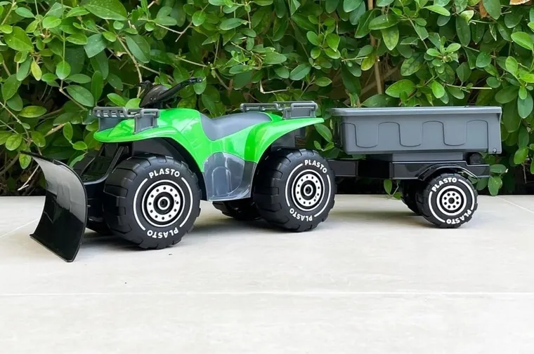 Plasto, Quad z przyczepką, jeździk, zielony, 52 cm