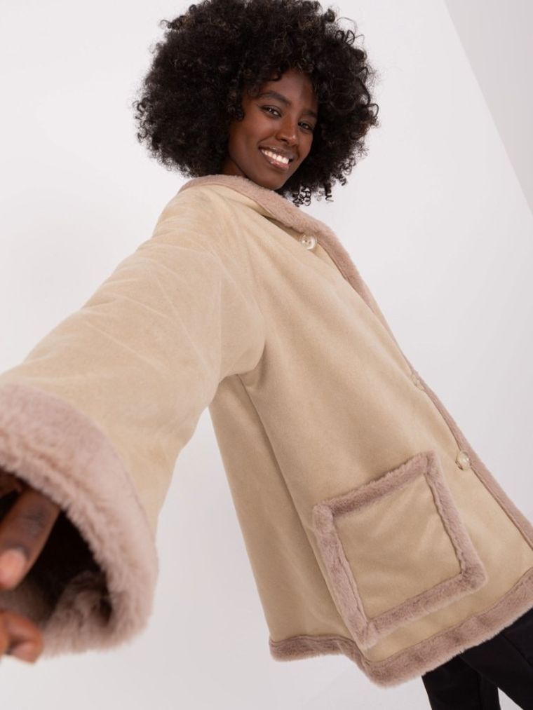 Płaszcz damski, beżowy, Lakerta