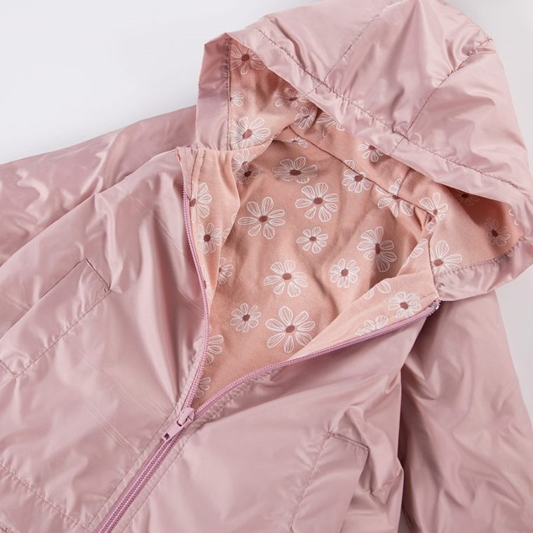 Płaszcz dziewczęcy z kapturem, różowy, Eevi