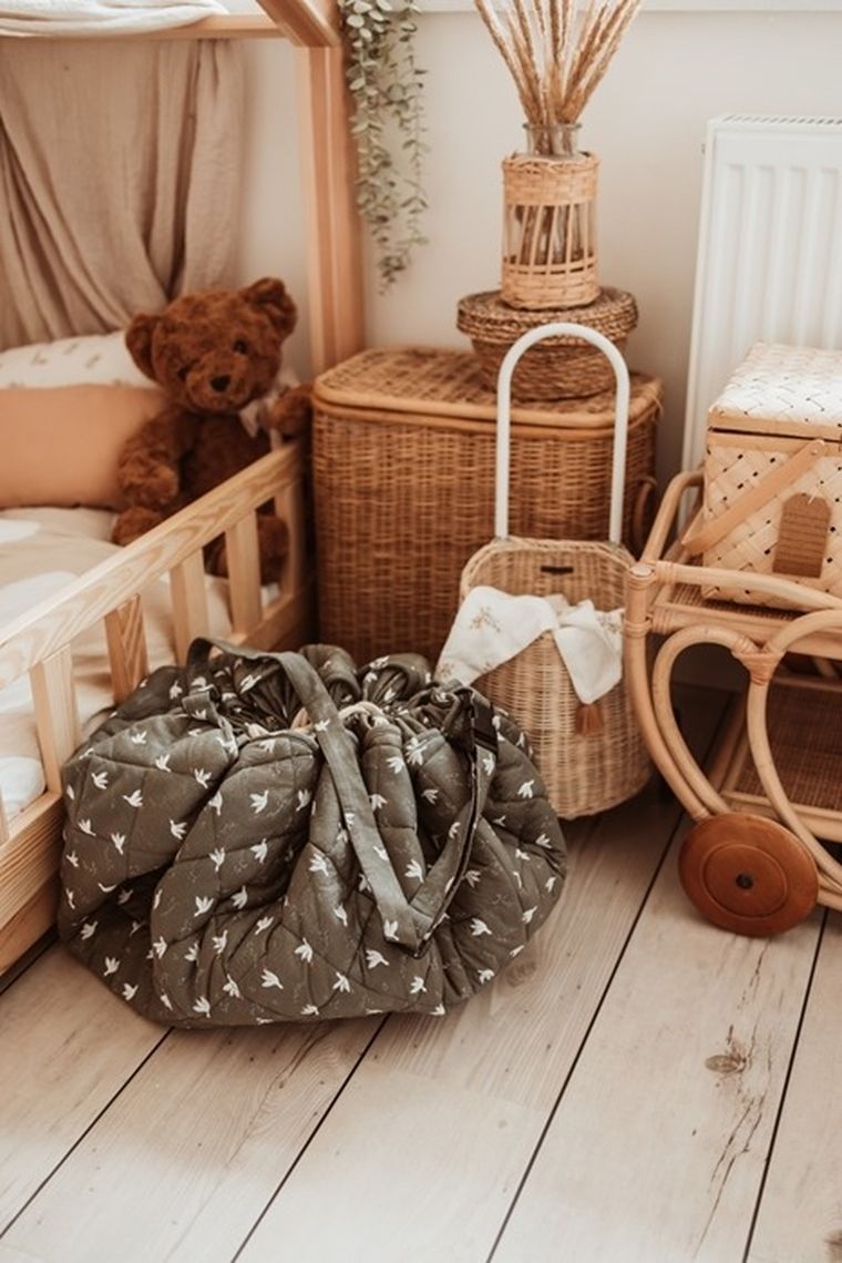 Play&Go, Soft, mata i worek na zabawki, Organic Birds, 120 cm