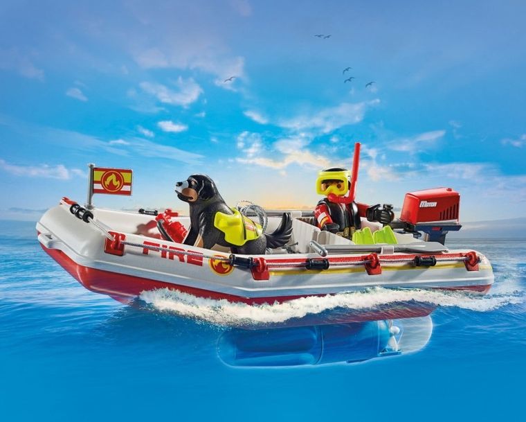 Playmobil, Action Heroes, Łódz straży pożarnej ze skuterem wodnym, 71464
