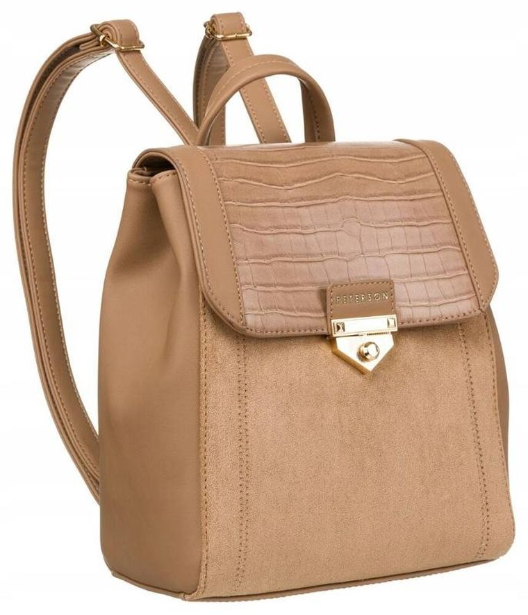 Plecak, beżowy, skóra ekologiczna, Peterson
