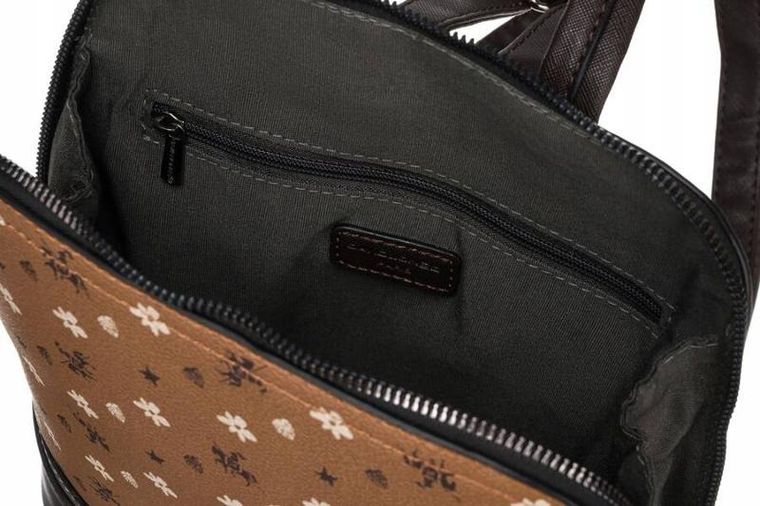 Plecak, brązowy, skóra ekologiczna, David Jones