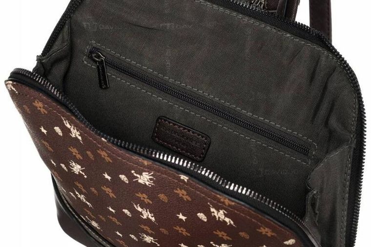 Plecak, brązowy, skóra ekologiczna, David Jones