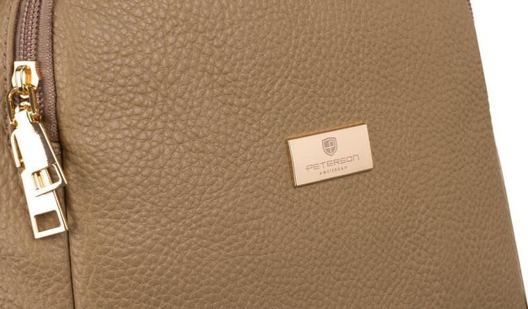 Plecak damski, brązowy, skóra ekologiczna, Peterson