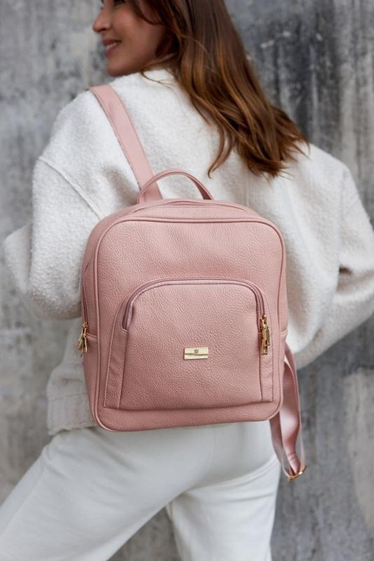 Plecak damski, różowy, skóra ekologiczna, Peterson