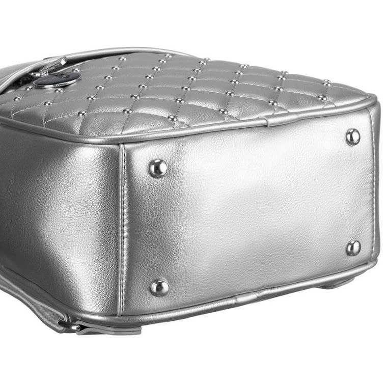 Plecak miejski, srebrny, skóra ekologiczna, Peterson