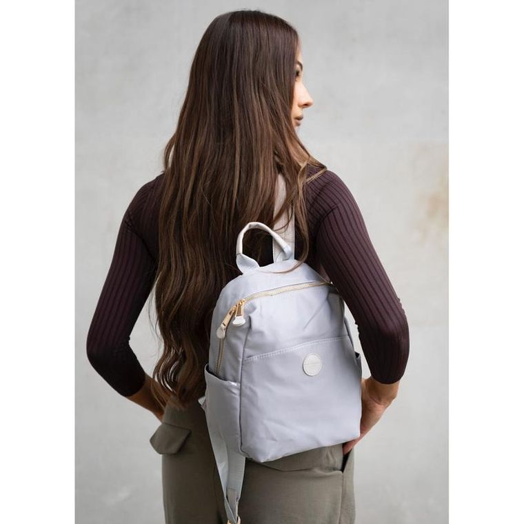 Plecak miejski, szary, skóra ekologiczna, Peterson