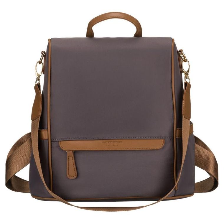 Plecak miejski, szary, skóra ekologiczna, Peterson