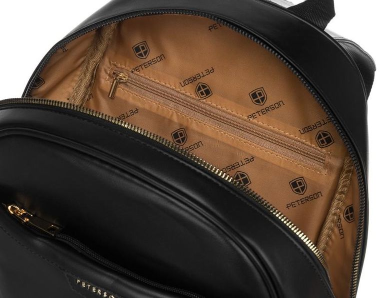 Plecak miejski ze skóry ekologicznej, damski, czarny, Peterson