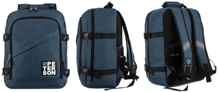 Plecak podróżny, bagaż podręczny do samolotu, niebieski, Peterson