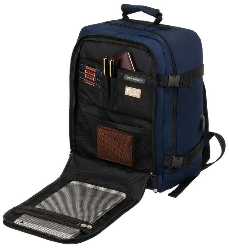 Plecak podróżny, bagaż podręczny do samolotu, USB, Peterson