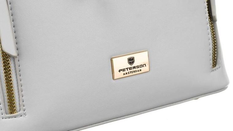 Plecak, szary, skóra ekologiczna, Peterson