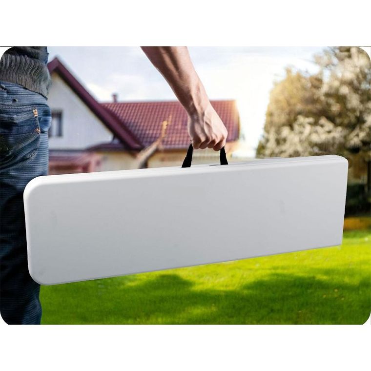 Plonos, ławka cateringowa ogrodowa składana, biała, 180 cm