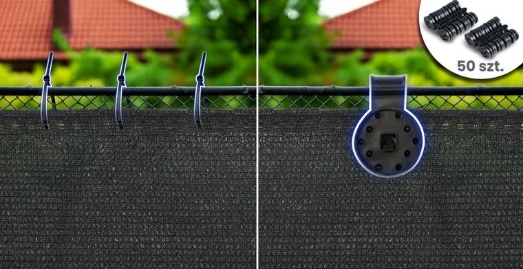 Plonos, siatka cieniująca, 1,5-50m 110g/m2 + 50 zacisków, szara