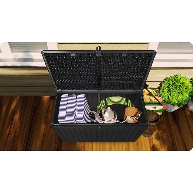 Plonos, skrzynia ogrodowa, czarna, 270l, 109-51-55 cm